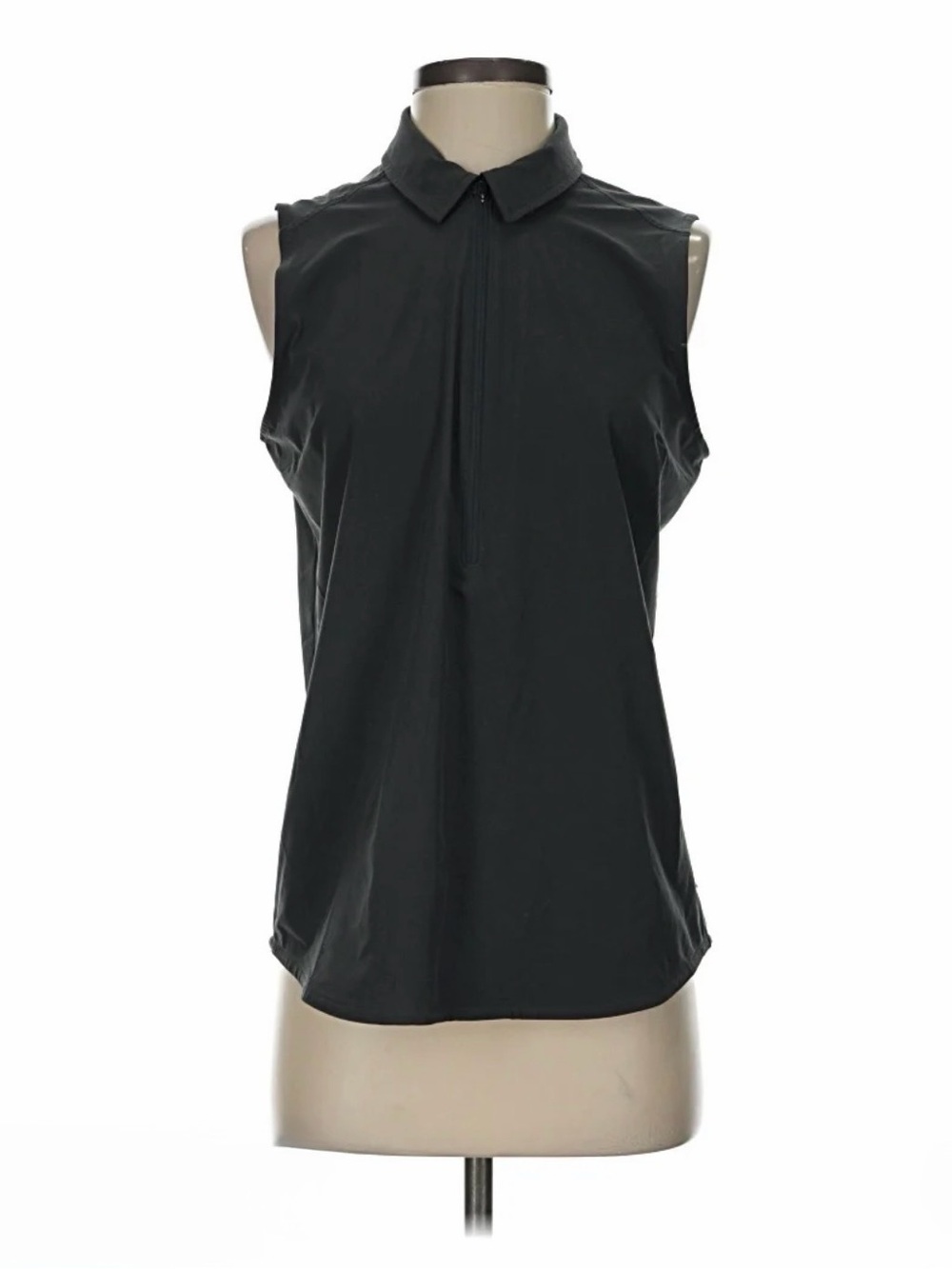 Eddie Bauer Sleeveless Black Collared Button-Front Women's Top